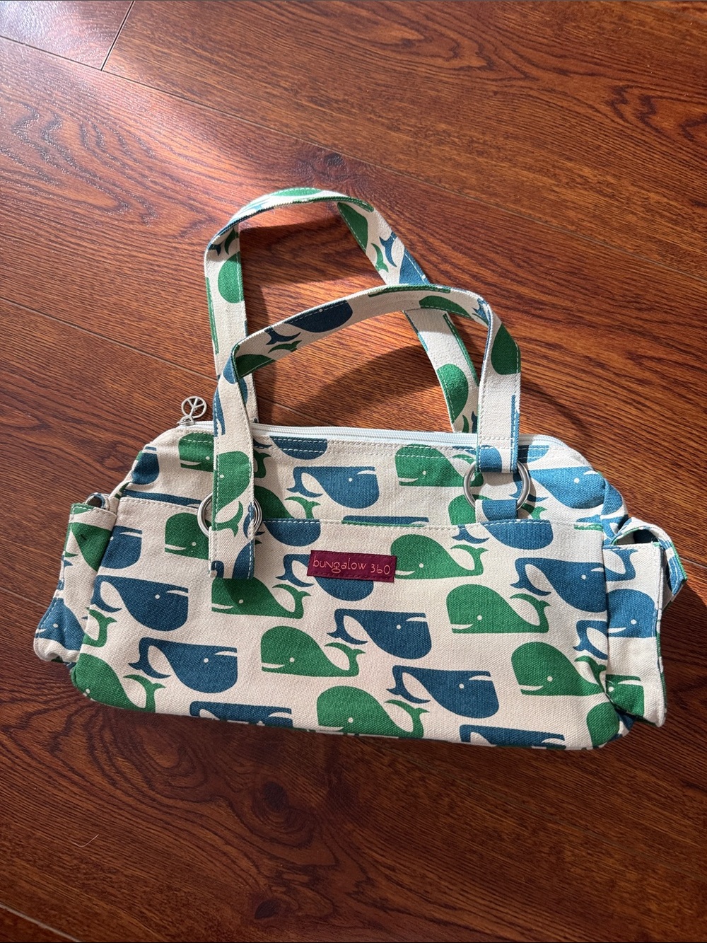 bungalow 360 Green & Blue Whale Canvas Tote